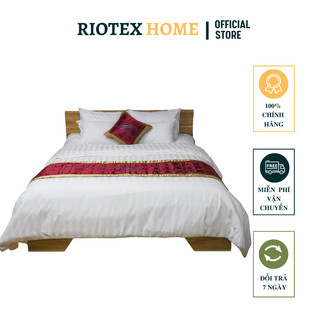 Bộ ga gối mền 5 món riotex trắng sọc gồm 1 ga + 2 vỏ gối 50x70cm + 1 ruột chăn chần bông + 1 vỏ chăn