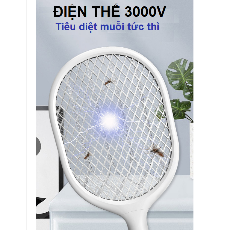 Vợt Muỗi Thông Minh Kiêm Đèn Bắt Muỗi Tự động dùng pin lithium siêu tích điện