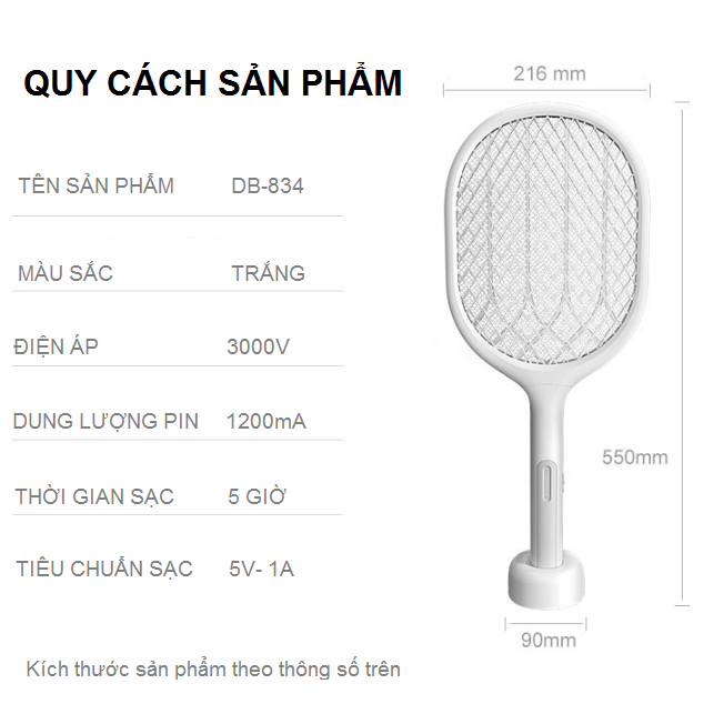 Vợt Muỗi Thông Minh Kiêm Đèn Bắt Muỗi Tự động dùng pin lithium siêu tích điện