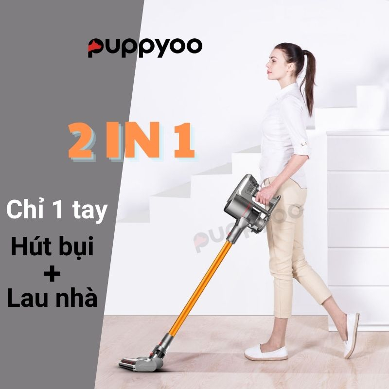 Máy Hút Bụi Cầm Tay Cao Cấp PUPPYOO T11 PRO RINSE không dây lực hút mạnh mẽ BH 24 tháng