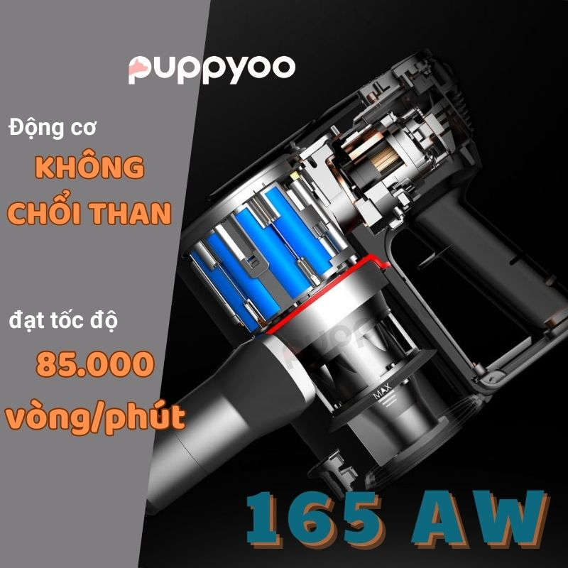 Máy Hút Bụi Cầm Tay Cao Cấp PUPPYOO T11 PRO RINSE không dây lực hút mạnh mẽ BH 24 tháng