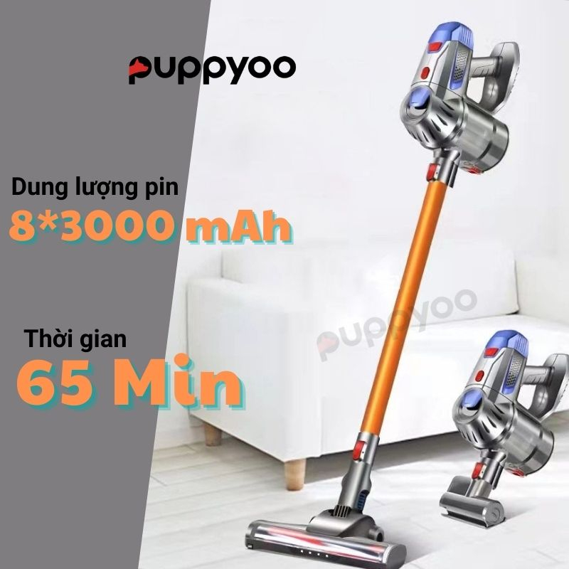 Máy Hút Bụi Cầm Tay Cao Cấp PUPPYOO T11 PRO RINSE không dây lực hút mạnh mẽ BH 24 tháng