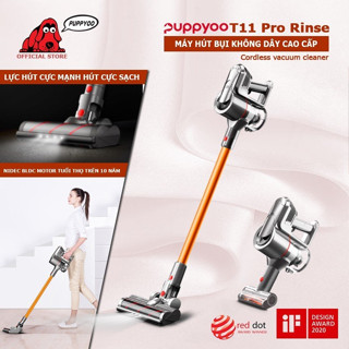 Máy hút bụi không dây hút kèm lau Puppyoo T11 Pro Rinse hút sạch bụi mịn và tóc nhiều đầu hút đa năng