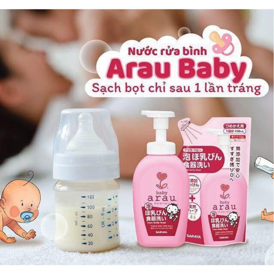 Nước Rửa Bình Sữa Arau Baby 100% CHÍNH HÃNG Nội Địa Nhật Bản Chai 500ml/Túi 450ml Lamkids