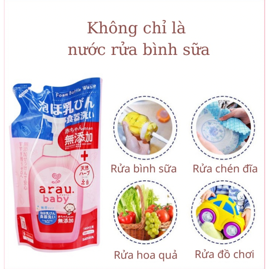Nước Rửa Bình Sữa Arau Baby 100% CHÍNH HÃNG Nội Địa Nhật Bản Chai 500ml/Túi 450ml Lamkids