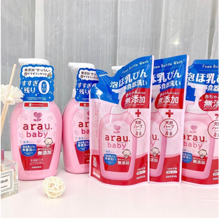 Nước Rửa Bình Sữa Arau Baby 100% CHÍNH HÃNG Nội Địa Nhật Bản Chai 500ml/Túi 450ml Lamkids