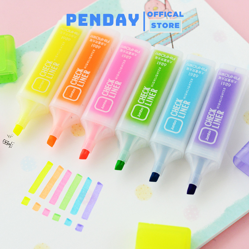 Bút đánh dấu highlight dạ quang Bút highlight đánh dấu nhớ dòng dạ quang pastel/neon phù hợp cho học sinh - PENDAY
