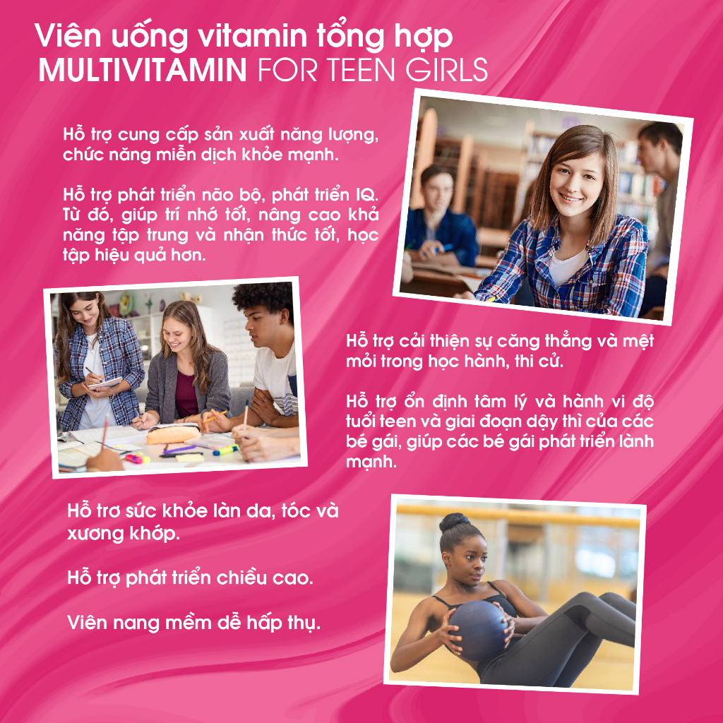 Vitamin tổng hợp cho bé gái Blackmores Multivitamin for Teen Girls 60v giúp bé phát triển khỏe mạnh