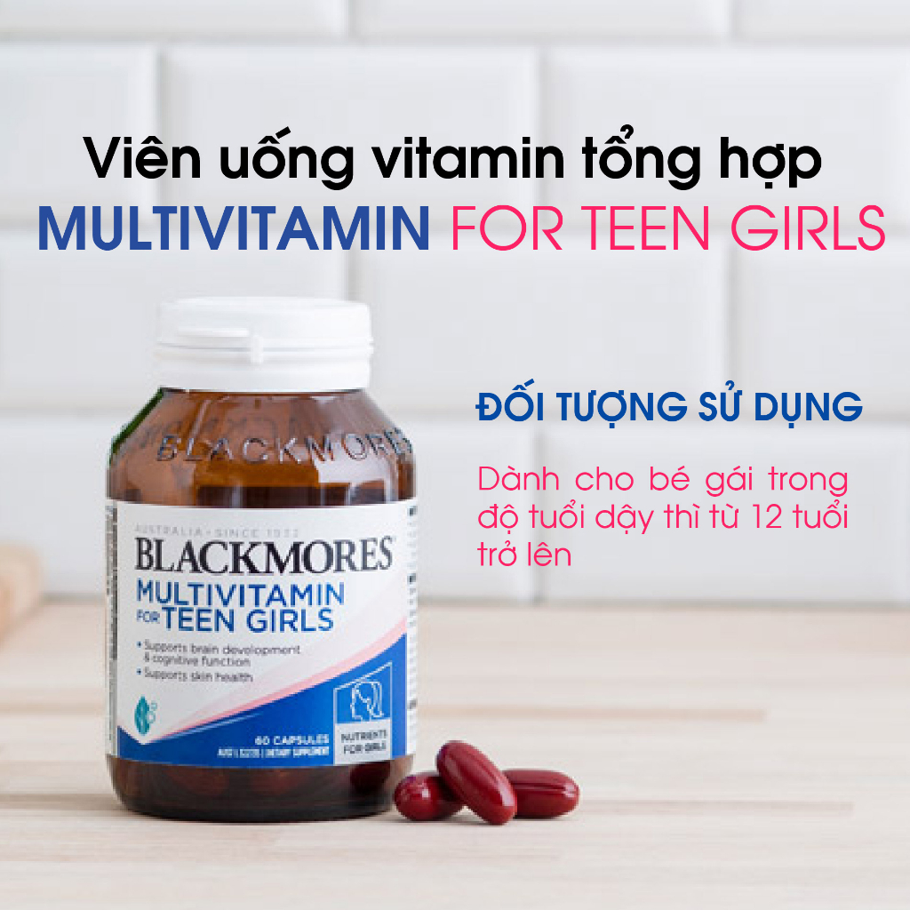 Vitamin tổng hợp cho bé gái Blackmores Multivitamin for Teen Girls 60v giúp bé phát triển khỏe mạnh