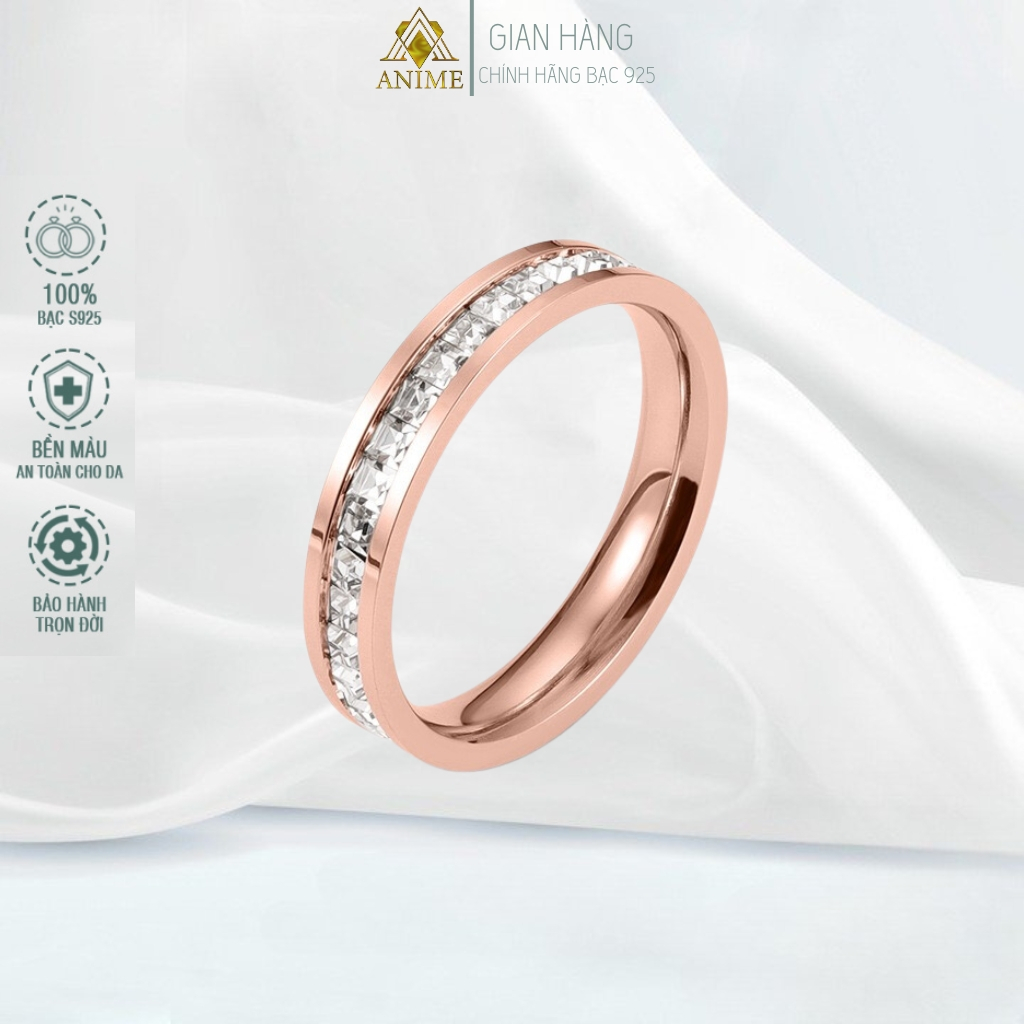 Nhẫn Eternity Ring Silver Đính Đá Trong Suốt Cho Nam, Nữ Chính Hãng ANIME