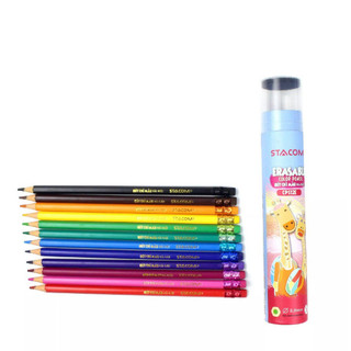 Bút chì màu gỗ xóa được, hộp tròn stacom 12 màu – cp112e