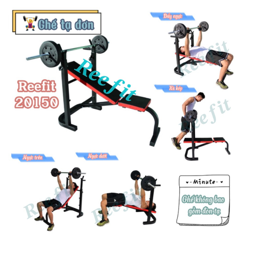 Ghế tập tạ gánh tạ đa năng ghế tập gym kết hợp giá đỡ tạ reefit RF-20150 (KO KÈM ĐÒN VÀ TẠ MIẾNG)