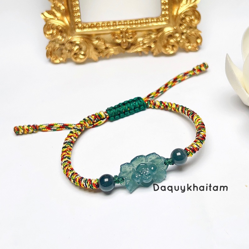 Vòng tay hoa lam ngoc tết dây ngũ sắc