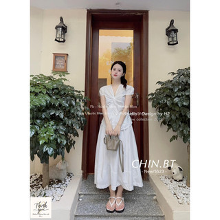 Set áo tay hến xếp ly ngực mix chân váy xuông