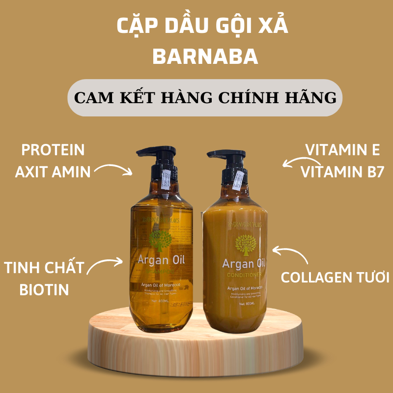 Dầu Gội Xả BARNABA Argan Oil 750ml x2 Ngăn Rụng Kích Thích Mọc Tóc Phục Hổi Nang Tóc Siêu Mượt | Centella.official