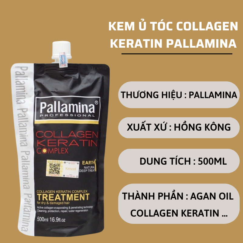 Kem Ủ Tóc Keratin PALLAMINA 500ML Phục Hồi Tóc Chuyên Sâu Tái Sinh Nang Tóc Siêu Mượt Hương Nước Hoa Chính Hãng