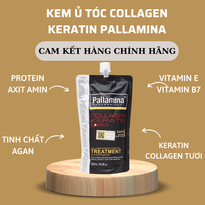 Kem Ủ Tóc Keratin PALLAMINA 500ML Phục Hồi Tóc Chuyên Sâu Tái Sinh Nang Tóc Siêu Mượt Hương Nước Hoa Chính Hãng