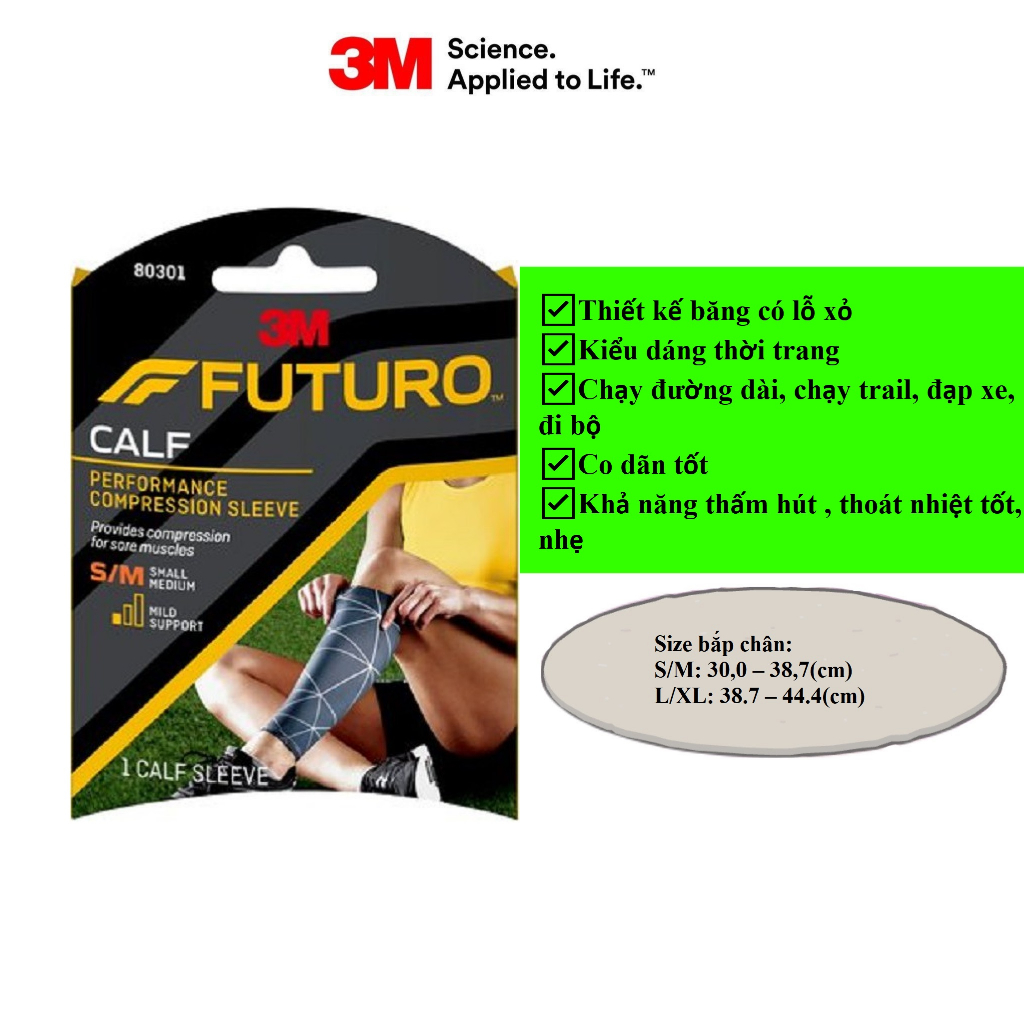 Băng hỗ trợ bó bắp chân 3M Futuro, sản xuất tại Mỹ, 1 chiếc/hộp_Chính hãng Mask3M