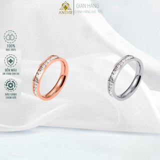 Nhẫn bạc nữ eternity ring silver đính đá trong suốt couple chính hãng anime