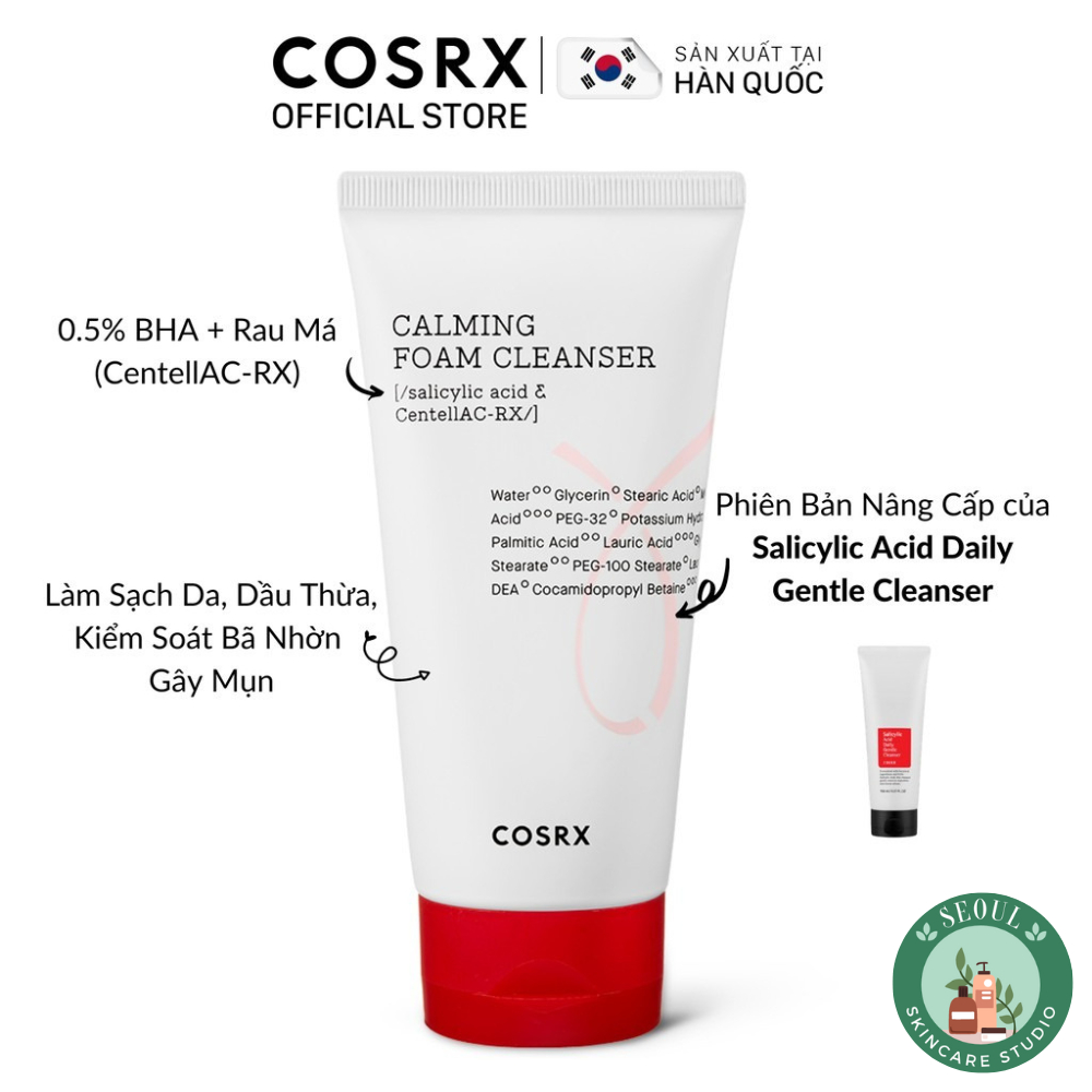 Sữa Rửa Mặt Cosrx AC Collection Calming Foam Cleanser 150ml Cho Da Dầu, Mụn, Nhạy Cảm