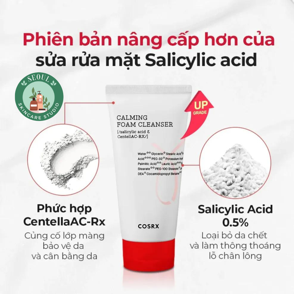 Sữa Rửa Mặt Cosrx AC Collection Calming Foam Cleanser 150ml Cho Da Dầu, Mụn, Nhạy Cảm