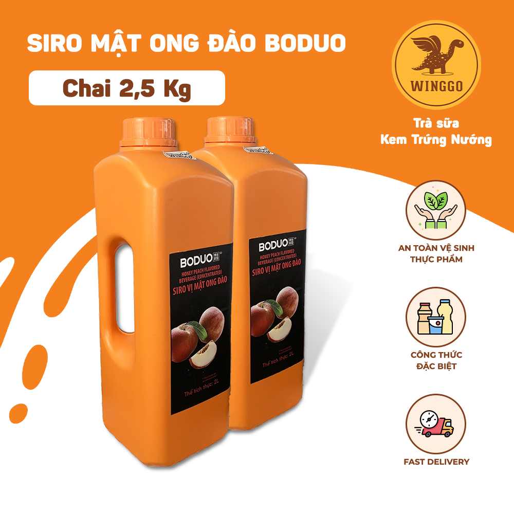 Siro Đào Boudo Chai 2.5Kg Sử Dụng Làm Đá Xay, Sinh Tố, Trà Hoa Quả