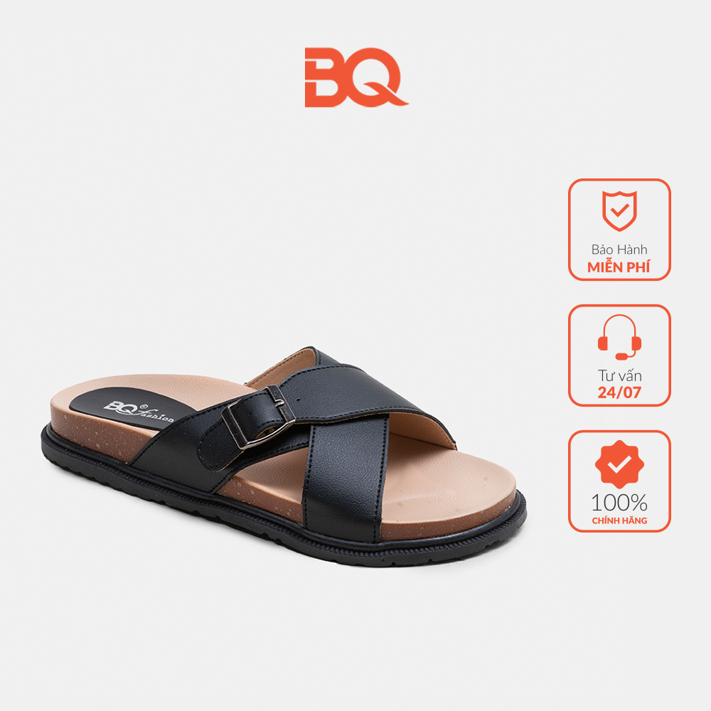 Dép nữ quai chéo đế bằng phối khóa gài trẻ trung BQ D CHC061