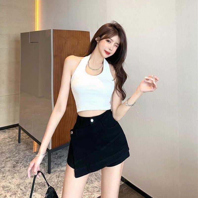 Chân váy jean kaki đắp vạc chéo , Chân váy kaki đắp chéo sang chảnh🌱🌱🌱p/u