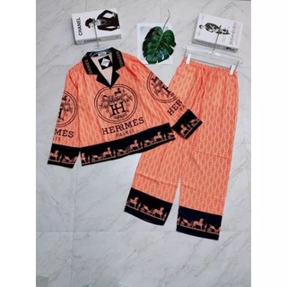 Đồ bộ pijama lụa Hermes mẫu mới tay dài