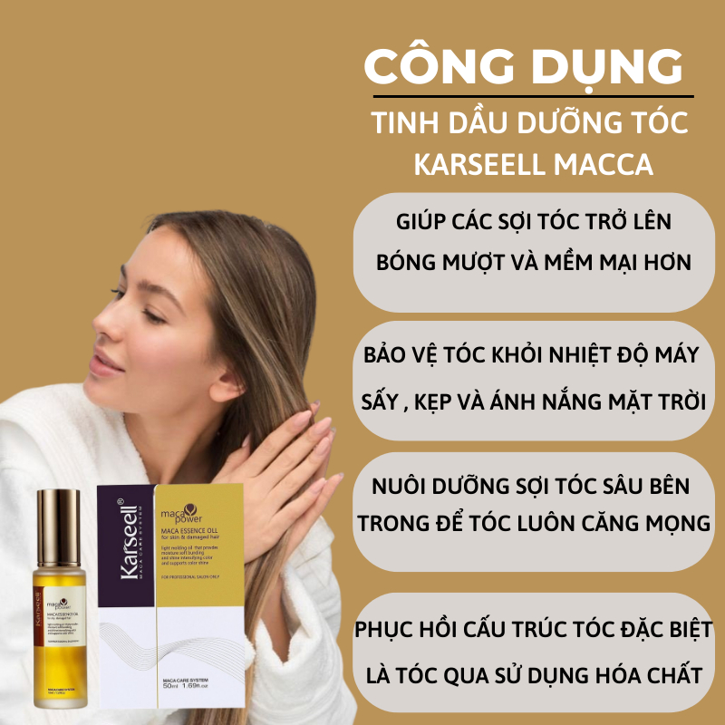 Tinh Dầu Dưỡng Dóc Karseell Maca Oil 50ML Phục Hồi Tóc Khô Xơ Hư Tổn Không Bết Tóc Hương Nước Hoa | Centella.official