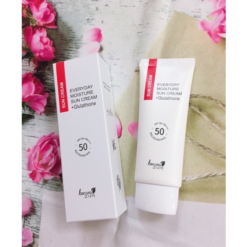 Kem Chống Nắng KONAMI Hàn Quốc Everyday Moisture Sun Cream + Glutathione SPF 50+ PA++++ 70 ML