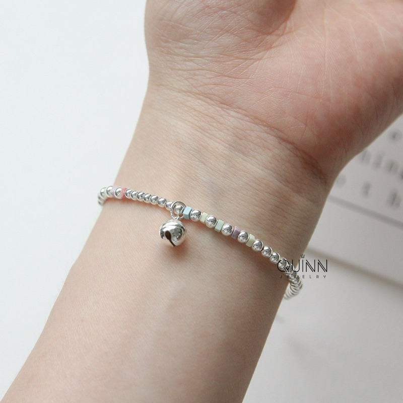 Lắc tay Rainbow, lắc tay bi bạc treo chuông màu sắc Quinn Jewelry