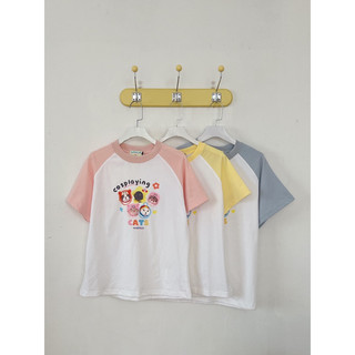 BUDDIES | Áo thun nữ babytee raglan in hình Cosplaying catt