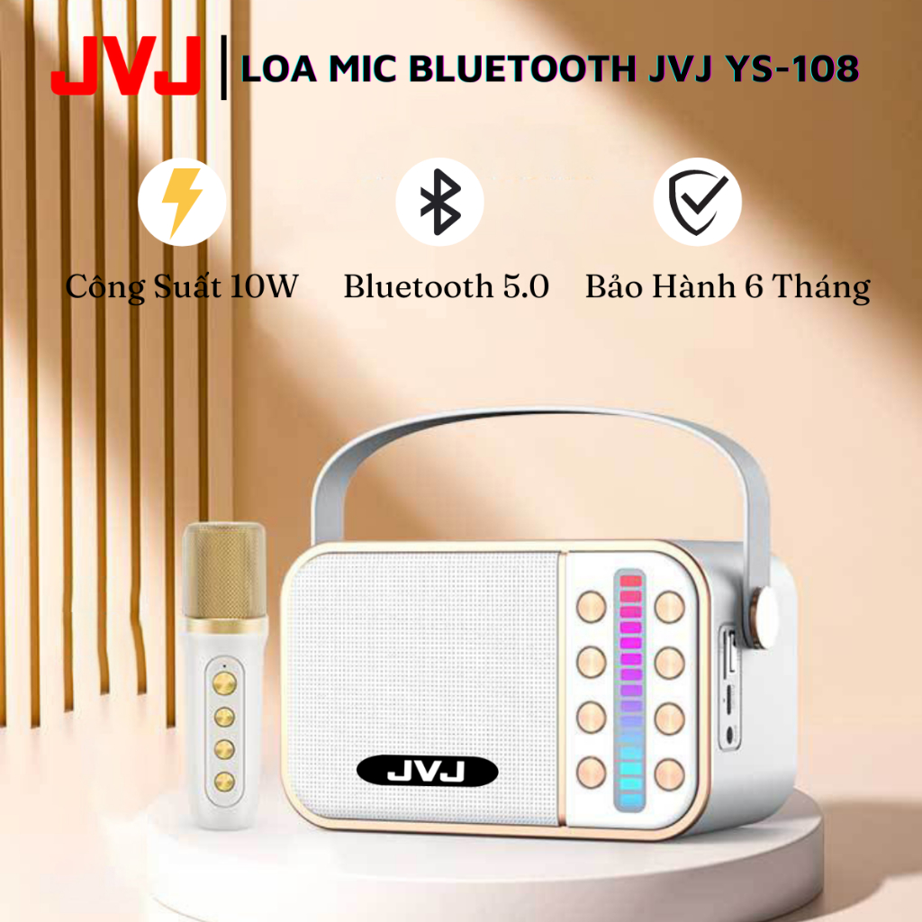 Loa bluetooth karaoke JVJ YS-108 1 mic Không dây, công suất 10W - Loa bluetooth karaoke YS 108 mini - Bảo hành chính hãn