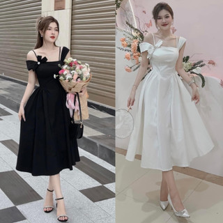 Đầm váy dự tiệc sang trọng quý phái, đầm dự tiệc thiết kế trễ vai đính đá sang trọng