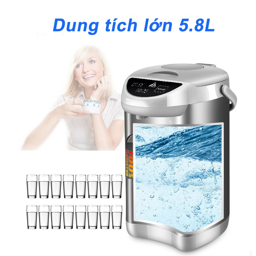 Bình Thủy Điện Đun Nước Nóng KAW dung tích 5.8L, sôi nhanh, giữ ấm, cách nhiệt hiệu quả - Bảo hành chính hãng 12 tháng