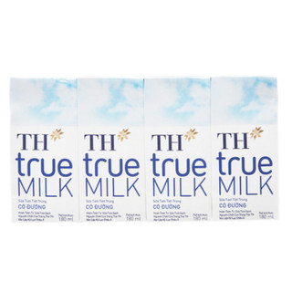 Lốc 4 hộp sữa TH True Milk 180ml có đường/ít đường/không đường