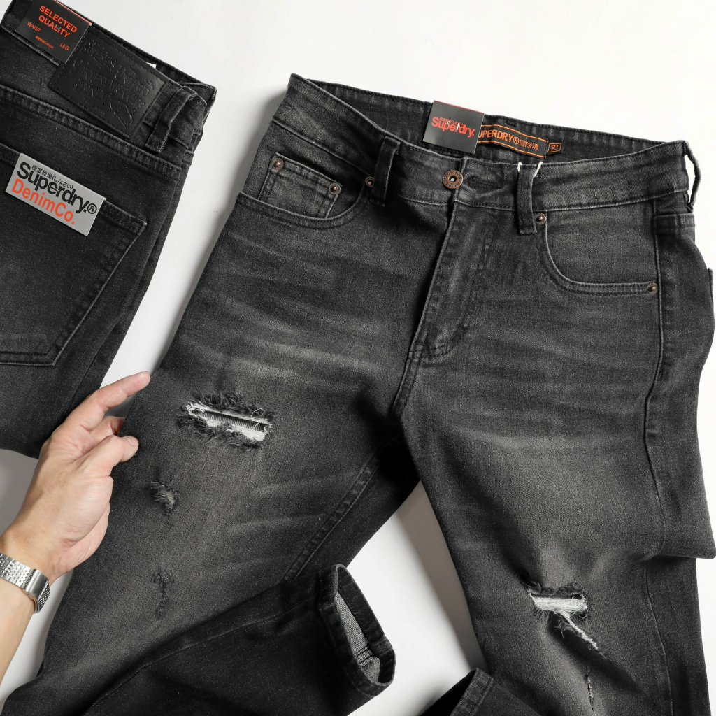 Quần Jean Superdry chuẩn form slimfit ống thẳng ôm chân vải chính phẩm dày dặn có thun co dãn hàng chuẩn xuất