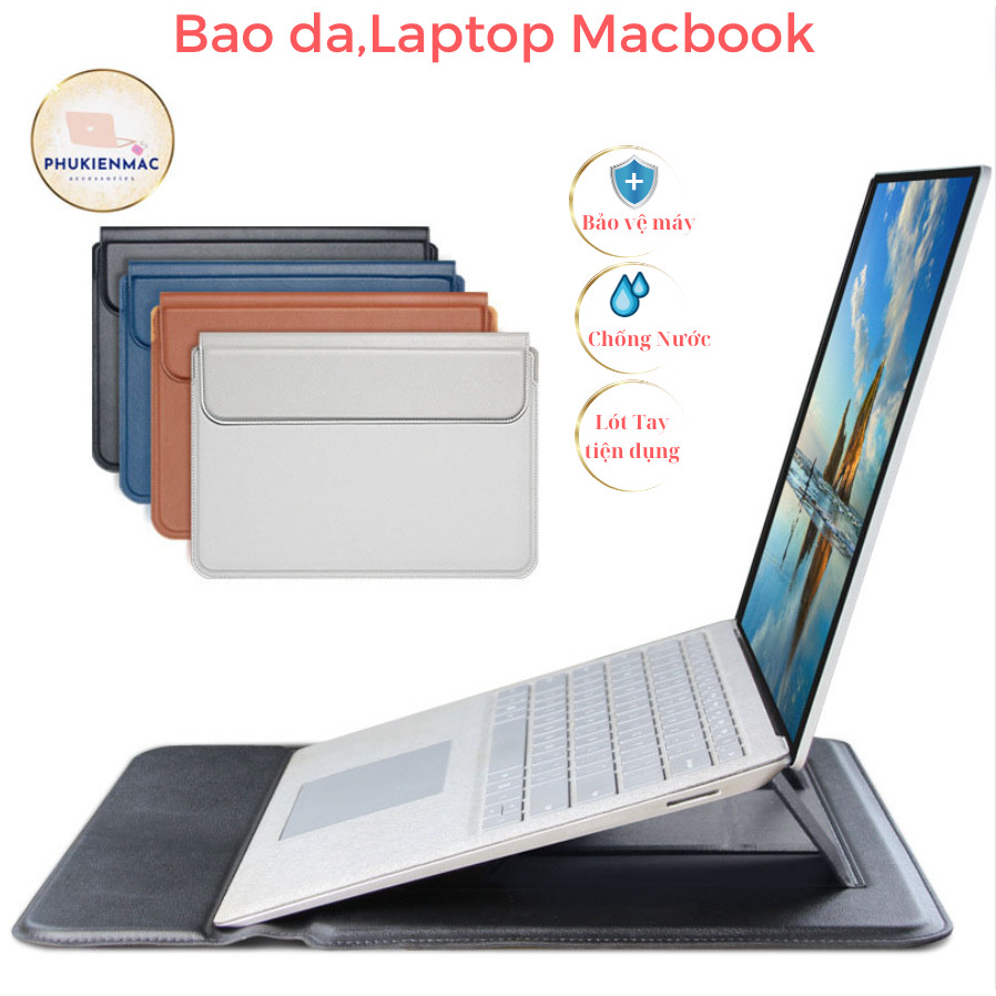 Túi đựng Macbook Air/Pro, Bao da bảo vệ Laptop 13/14/15.4inch tích hợp giá đỡ cao 5cm và lót chuột