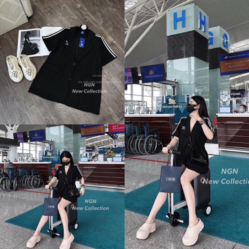 Áo vest tay lửng 3 sọc dán dấu quần cực xinh