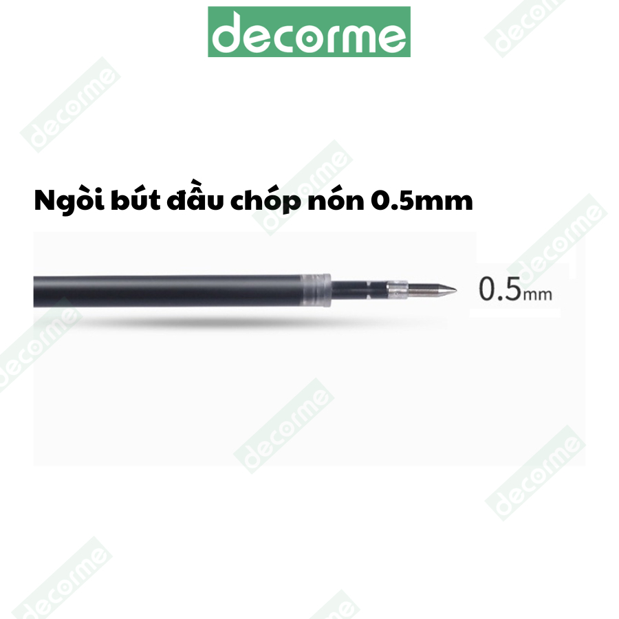Bút gel bấm Baijin Dupe Muji mực đen 0.5mm DecorMe Bút gel bấm mực đen xanh đỏ ngòi 0.5
