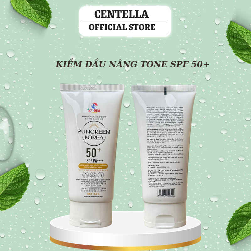 Kem Chống Nắng Phổ Rộng SUN CREAM 65ml Cho Da Dầu Khô & Da Mụn Dưỡng Ẩm Nâng Tone Ngăn Ngừa Lão Hóa | Centella.official