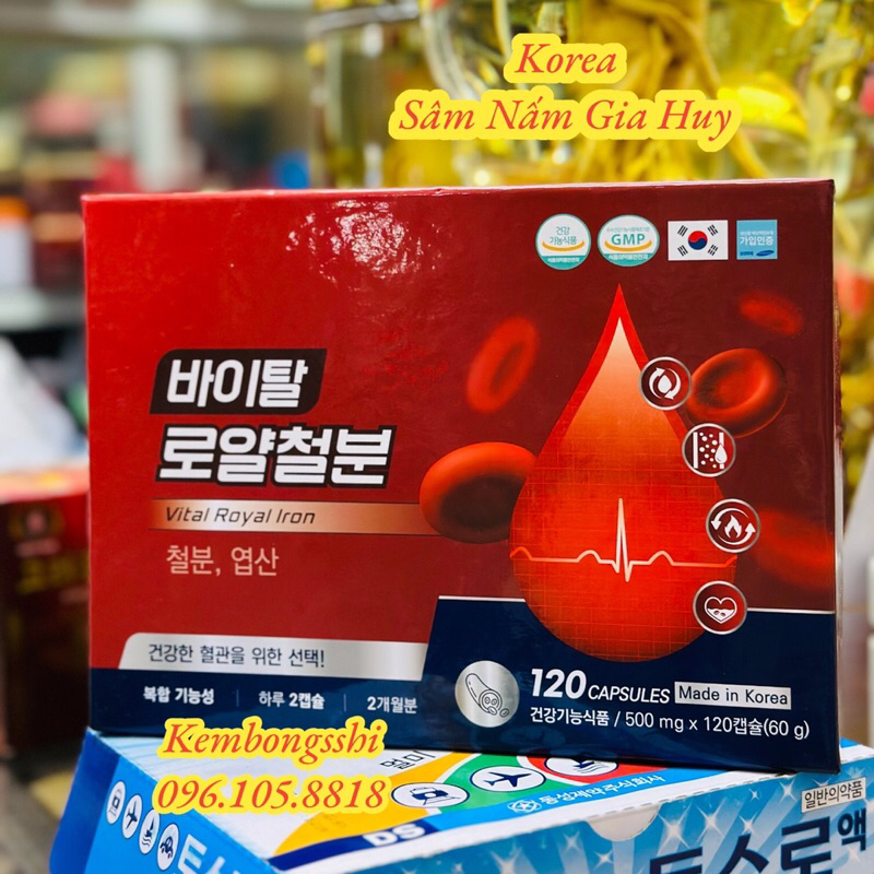 Viên Uống Bổ Sung Sắt KGF, HEMOQUEEN TOP Hàn Quốc, Hộp 120V