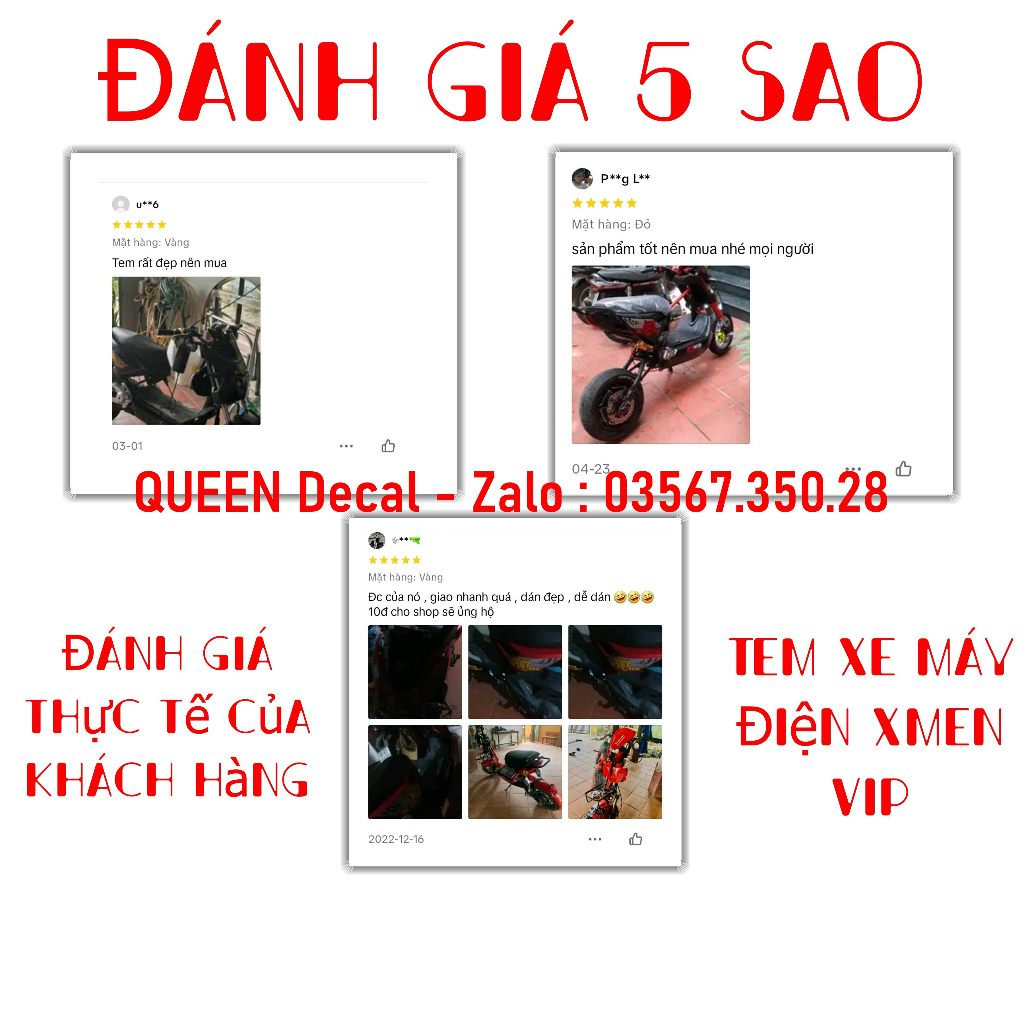 TEM XE ĐIỆN XMen - Mẫu mới, màu mới