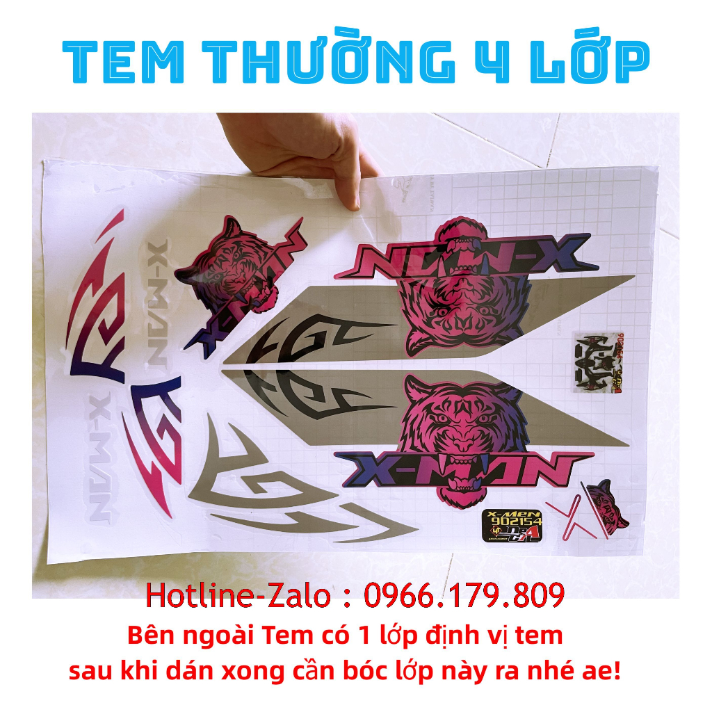 Tem xe điện Xmen mẫu Tiger siêu đẹp Tem Candy - Tem Phản Quang - Tem 3 lớp cao cấp chống phai màu