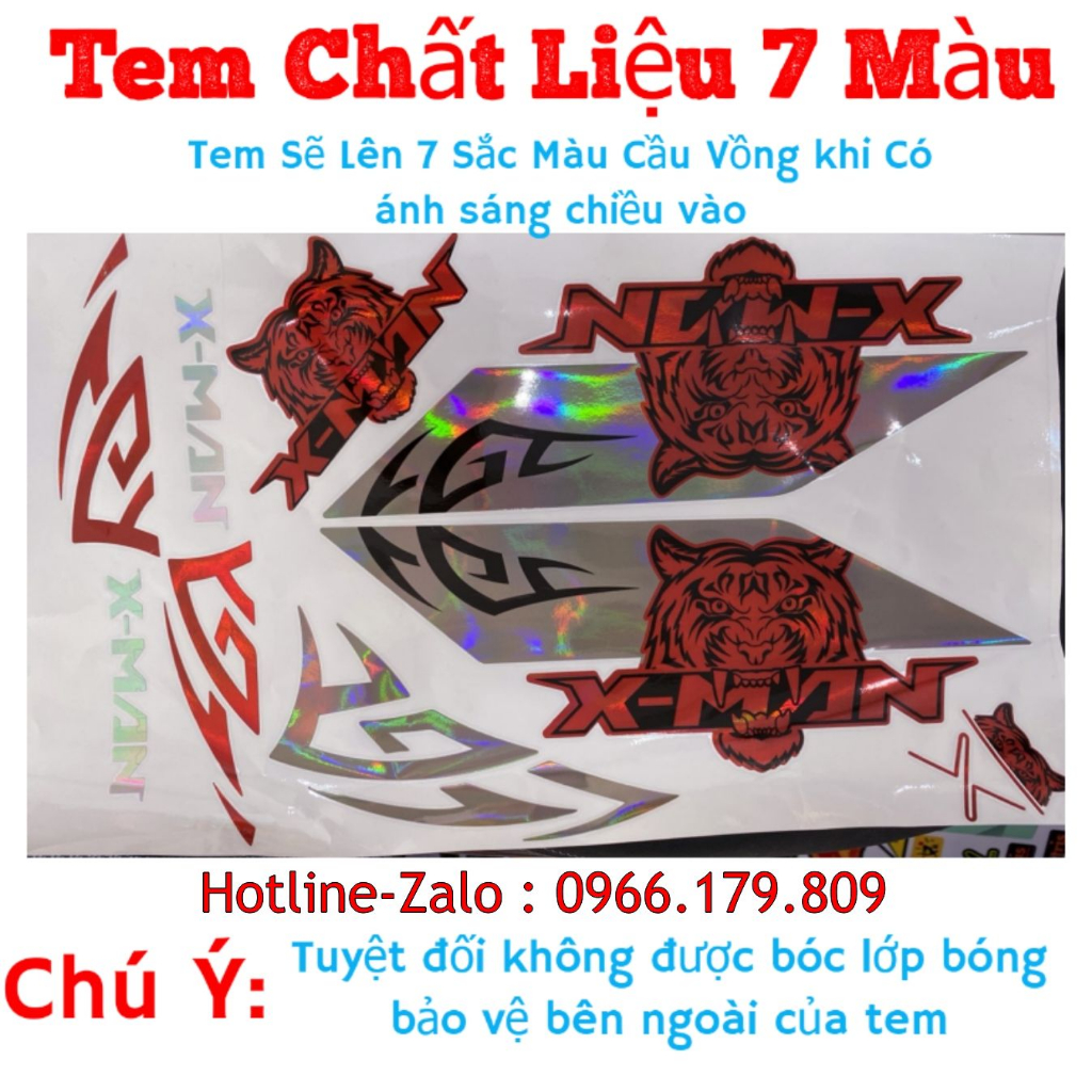 Tem xe điện Xmen mẫu Tiger siêu đẹp Tem Candy - Tem Phản Quang - Tem 3 lớp cao cấp chống phai màu