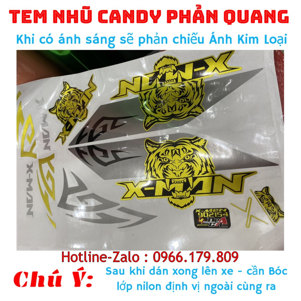 Tem xe điện Xmen mẫu Tiger siêu đẹp Tem Candy - Tem Phản Quang - Tem 3 lớp cao cấp chống phai màu