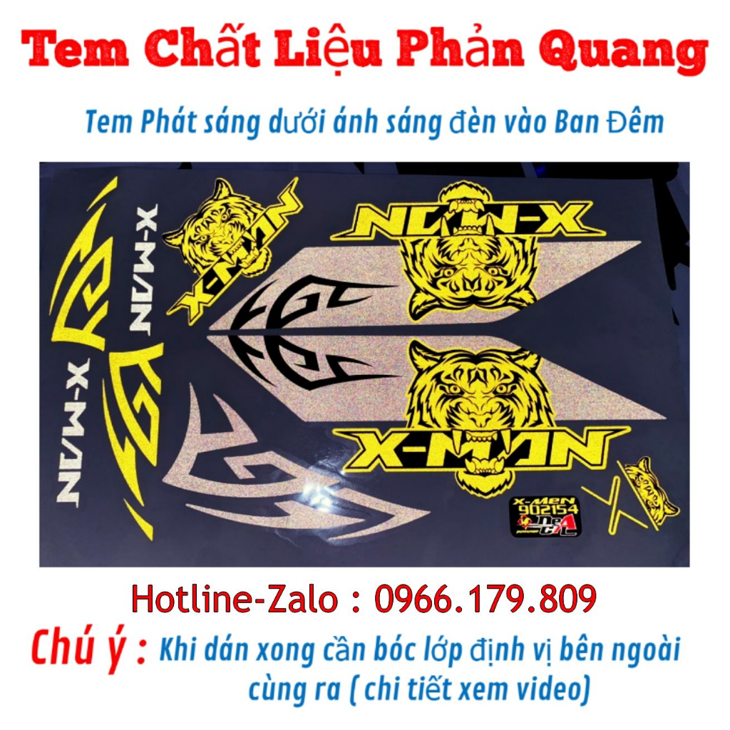 Tem xe điện Xmen mẫu Tiger siêu đẹp Tem Candy - Tem Phản Quang - Tem 3 lớp cao cấp chống phai màu