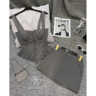 Set áo corset đan dây chân váy P
