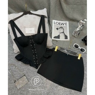 Set áo corset đan dây chân váy P